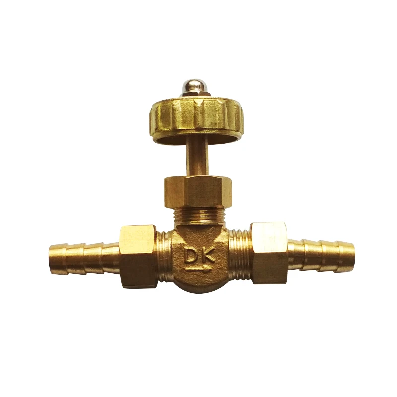 

8,10 mm OD Brass Hose Barb Needle Valve Max Pressure 0.8 Mpa For Water