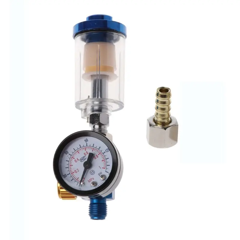 

Zero Air Pressure Regulator Gauge Spray Gun In-Line Water Oil Trap Filter Separator Kit Tool