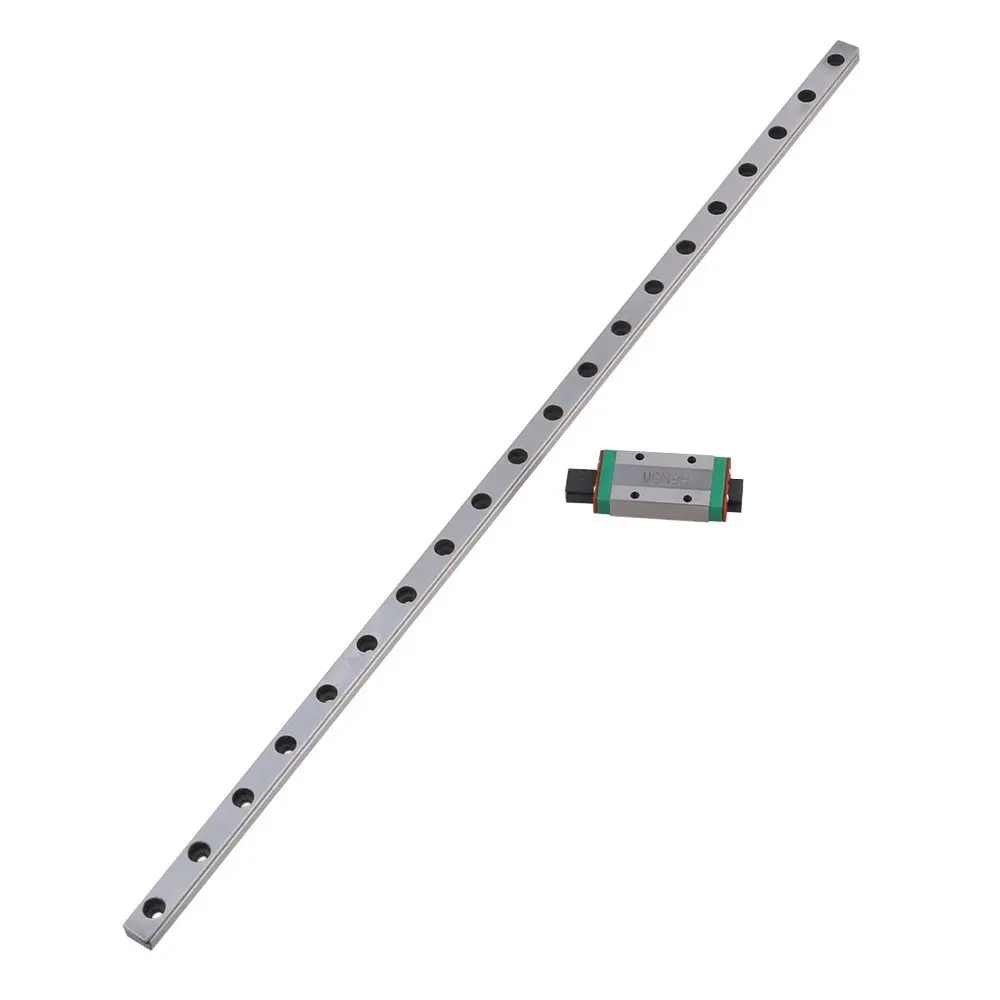 

MGN9 400mm Length Bearing Steel Linear Guideway Rail &Extension Sliding Block Precision Measurement Silver Set of 2