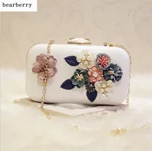 BEARBERRY 2017 high quality 3d handmade flower evening bags famous brand clutch wallets wedding dinner bags with chain 4 colors