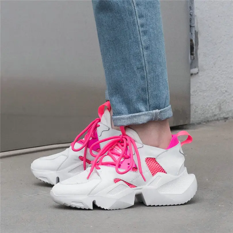 NAYIDUYUN Outdoor Creepers Women Cow Leather Wedges Platform High Heel Pumps Shoes Casual Shoes Breathable Mesh Punk Sneakers NAYIDUYUN Outdoor Creepers Women Cow Leather Wedges Platform High Heel Pumps Shoes Casual Shoes Breathable Mesh Punk Sneakers