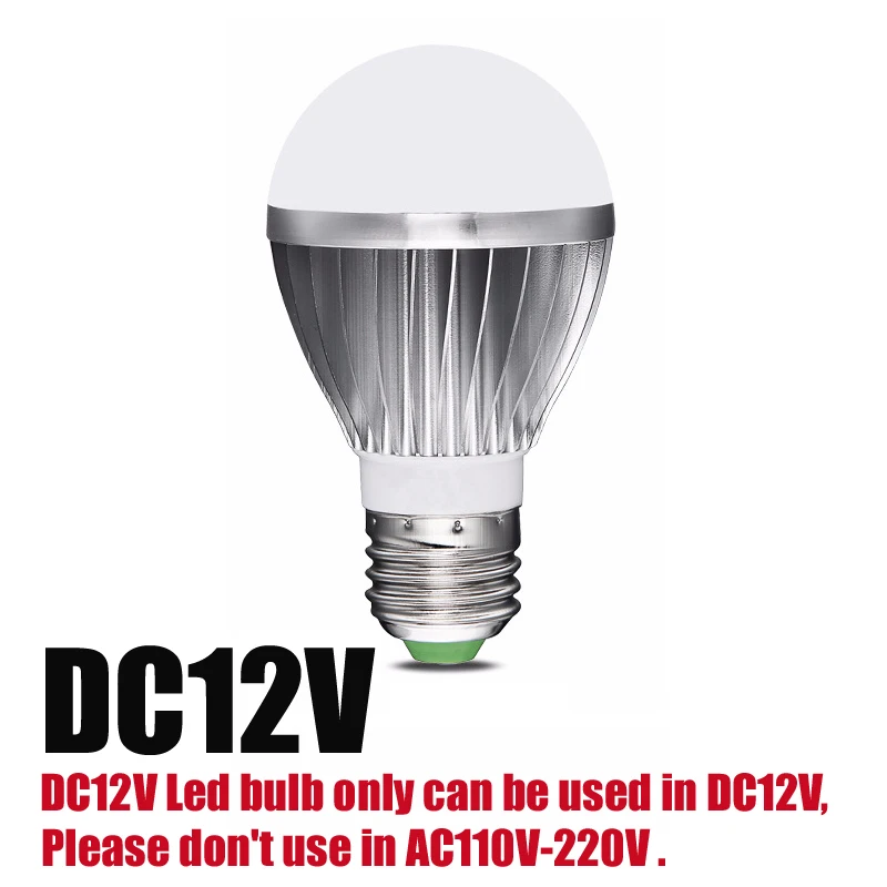 DC12V E27 Светодиодный светильник DC/ac12в 24 в 6 Вт 9 Вт 12 Вт 15 Вт энергосберегающие лампы SMD 2835 Светодиодный светильник без мерцания алюминиевых ламп