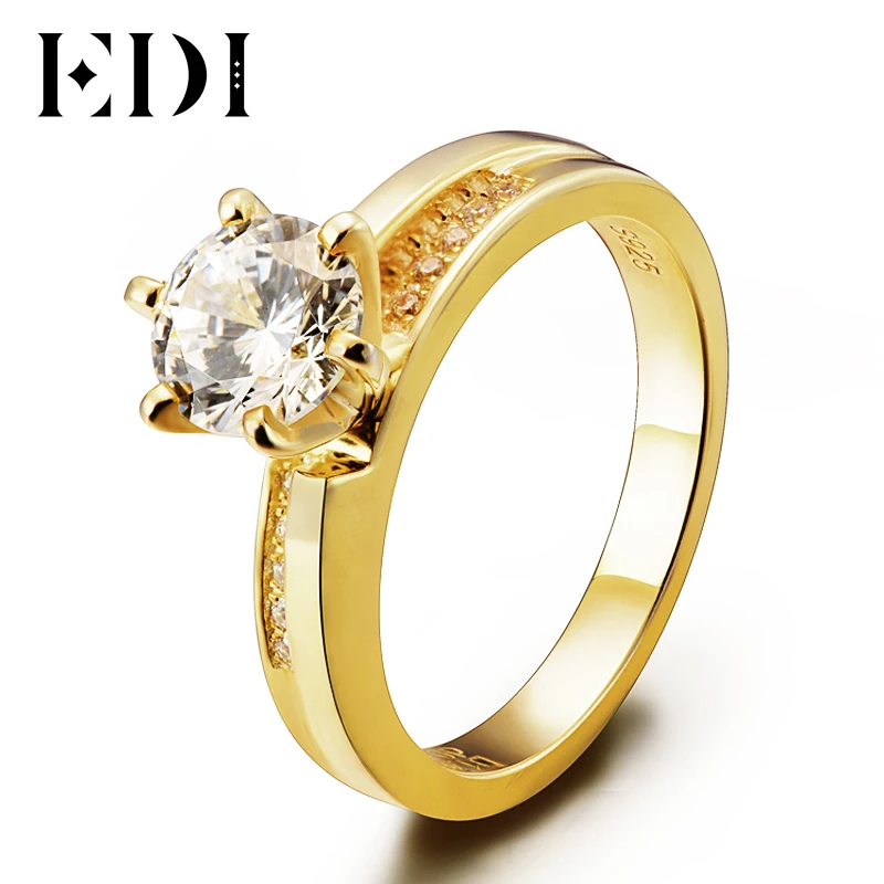 Женское кольцо из жёлтого золота 14 к 585 пробы с бриллиантом 1 карат|ring for|rings for women14k