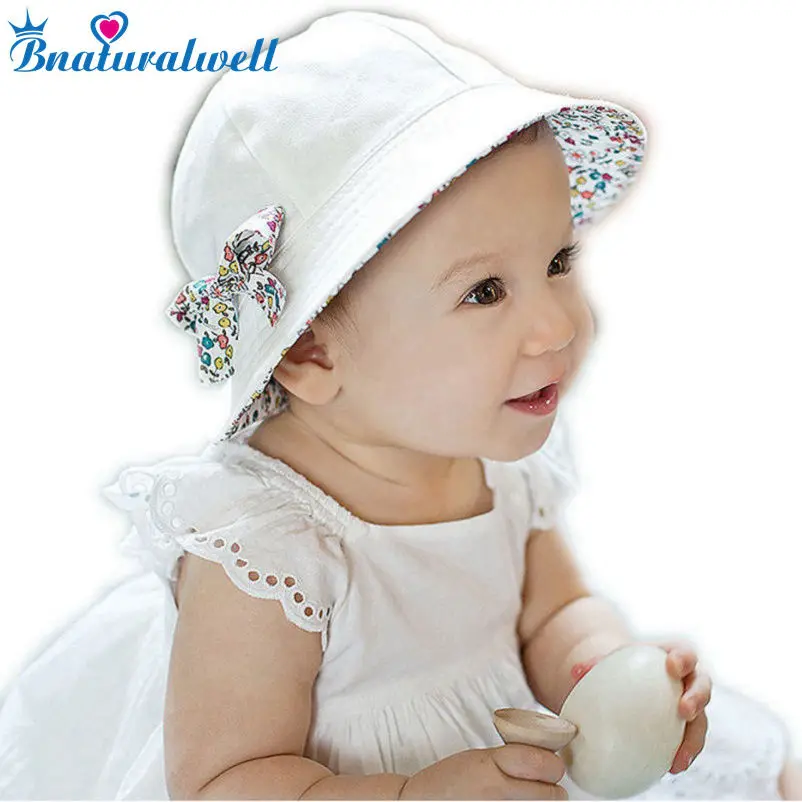 Toddler Hat Infant font b Baby b font Girls Floral Bowknot Bucket Hat Two Sided Cotton