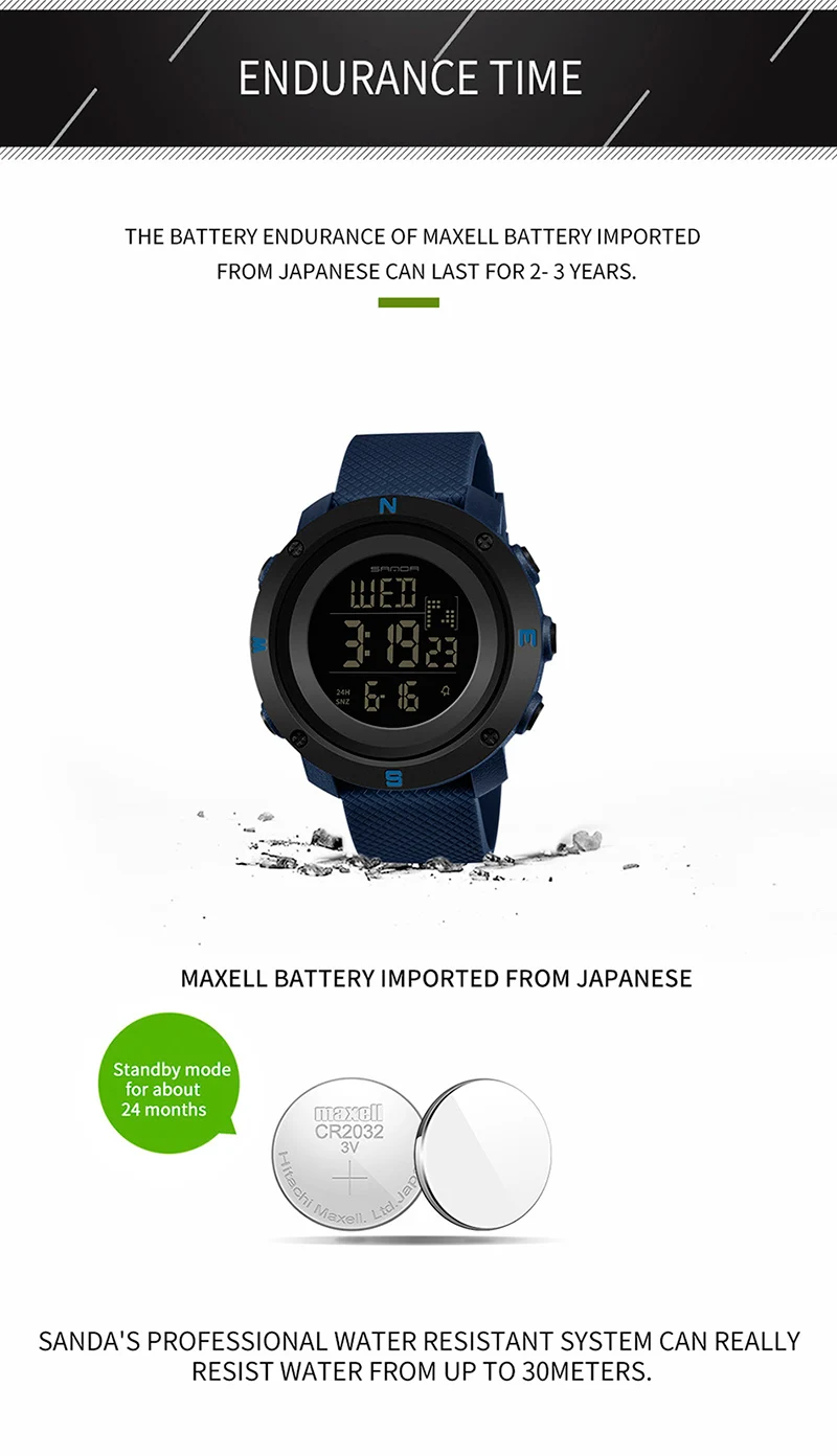 SANDA мужские спортивные цифровые часы Мужские Женские часы Lover's Relogio Masculino хронограф модные уличные водонепроницаемые