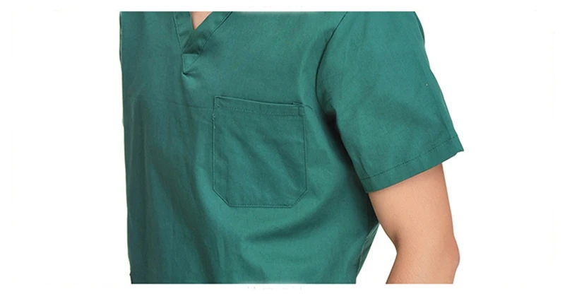 Мужская больница медсестры с коротким рукавом медицинская одежда хирургическая Изолированная Повседневная мода V шеи карман Топы брюки набор