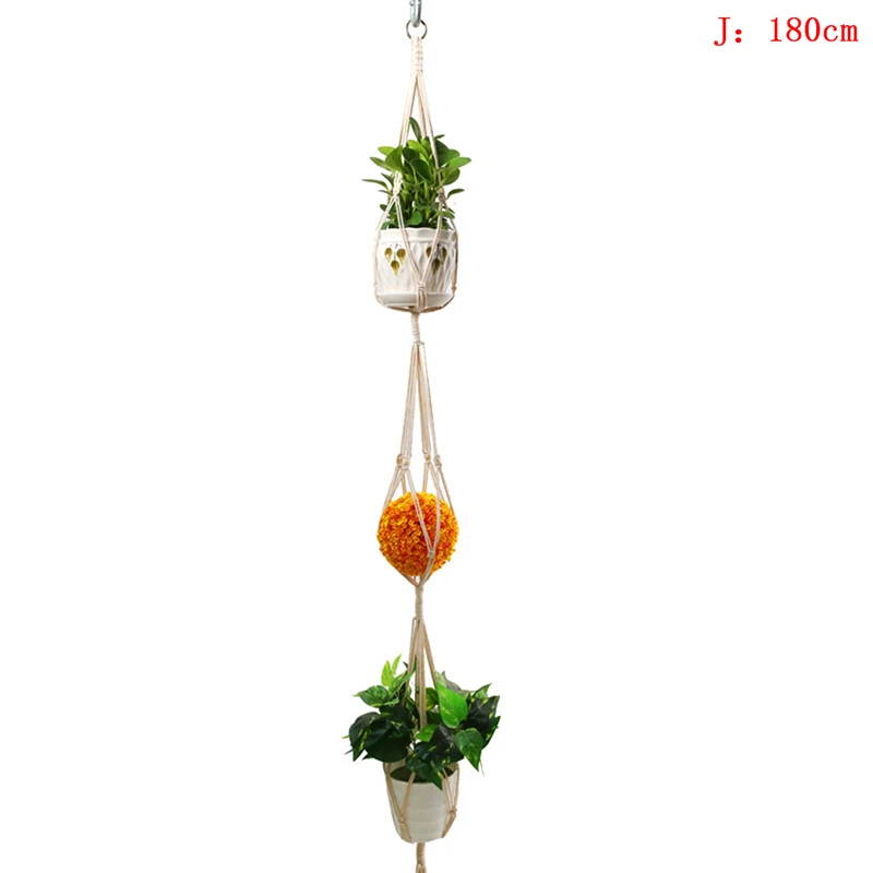 Vintage Macrame Plants Hanger Hook Flower Pot Holder String Hanging Rope Wall Art Home Garden Balcony Decoration - Цвет: J