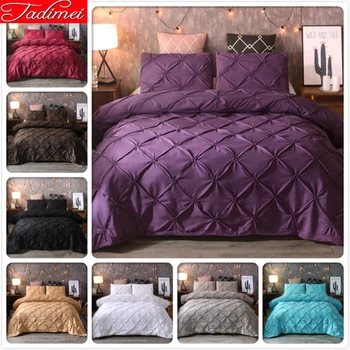 

Luxury Top Quality Soft Cotton Duvet Cover 3 pcs Bedding Set Adult Bed Linen Double Queen King Size Purple Pure Color 220x240 cm