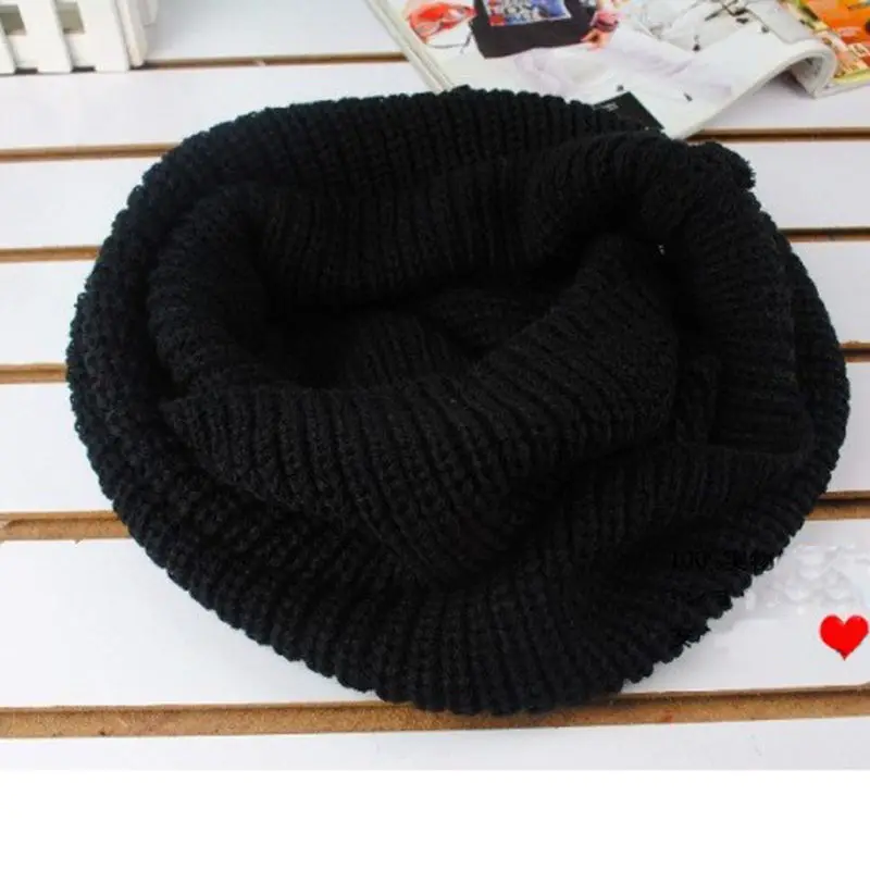 1 шт., женский модный зимний теплый шарф-хомут, круглый шарф, плотный вязаный шерстяной шарф-снуд - Цвет: Black