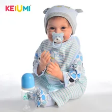 KEIUMI 2" 55 см, модная Кукла-Реборн, тканевая кукла-Имитация тела, детская игрушка с настоящей улыбкой, детский подарок на день рождения, Рождество