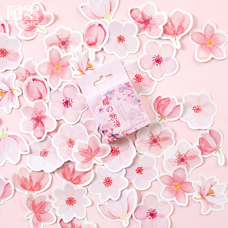 

45pcs\Cherry blossom plant DIY decorative stickers cute style kawaii packaging sealing mini album diary stickers student office