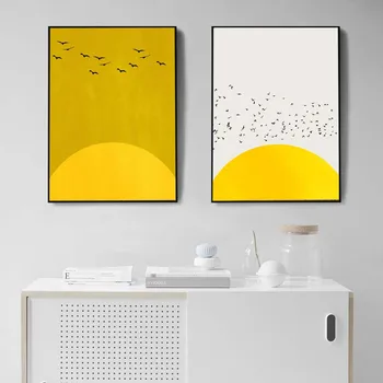 

Abstract Minimalist Bird Poster Yellow Canvas Painting Nordic Posters and Prints Wall Art Picture For Living Room Decor For Home