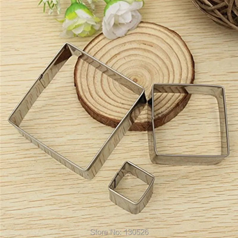 3Pcs Hot New Square shape stainless steel cutter mousse cake ring mold bakery supplies Bakeware Cooking tool Kitchen Accessories
