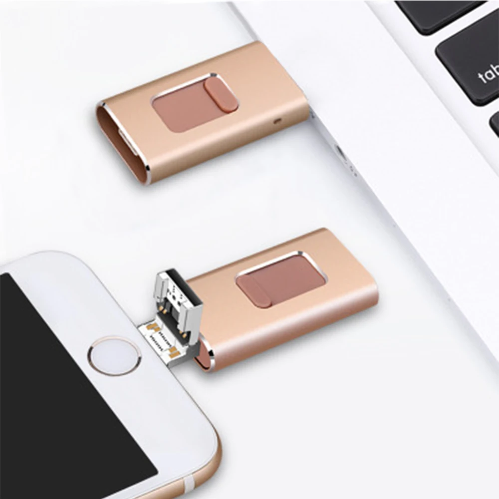 Flash Drive USB - OTG Lighting Android Type-C USB3.0 4-in-1 External Memory Storage for iPhone/iPad/iPod/Android/Computers(64GB)