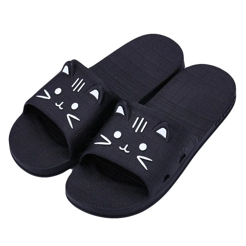 

2018 new Men Cartoon Cat Flat Bath Slippers Summer Sandals Indoor & Outdoor Slippers New Comfortable Summer Soft man Slippers