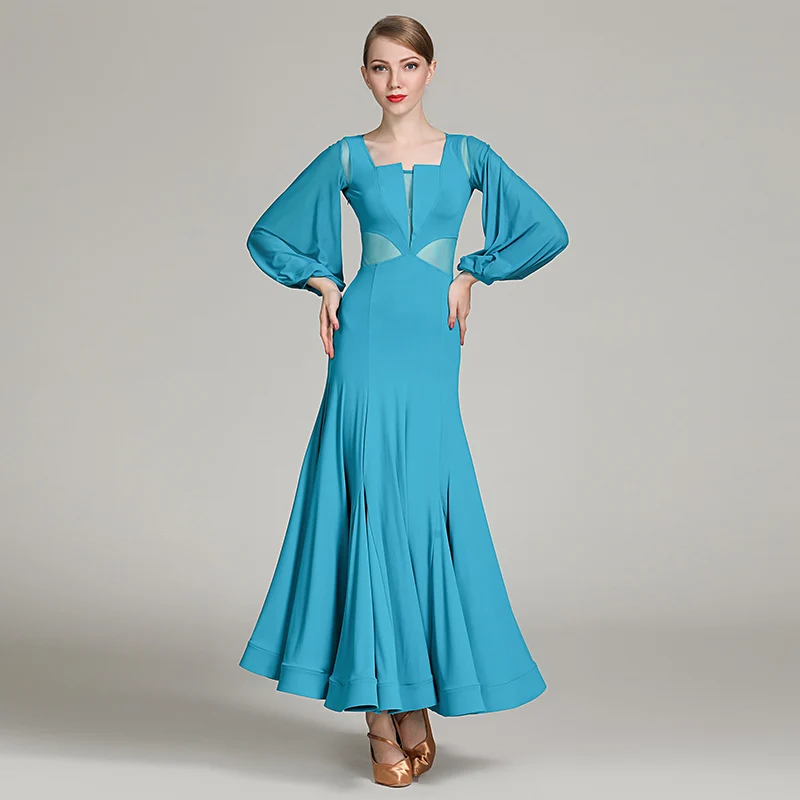 Стандартное бальное платье платья для общественных мероприятий платье для румбы для танцев испанский костюм бальное платье вальс Одежда для танцев длинное платье - Цвет: blue