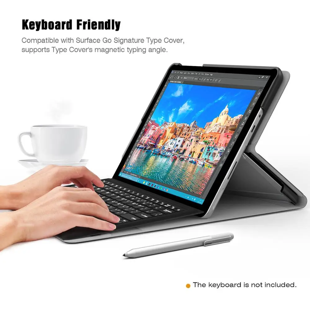Pаспродажа Чехол для microsoft Surface Go 10, несколько углов обзора Портфолио бизнес Обложка с петля для карандаша для поверхности Go чехол