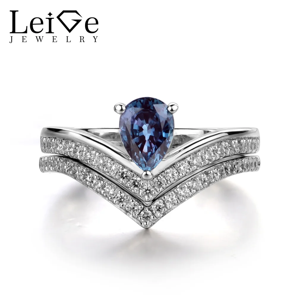 Details about   Diamond & Simulated Alexandrite Ring Set In Sterling Silver Color Stone Births 