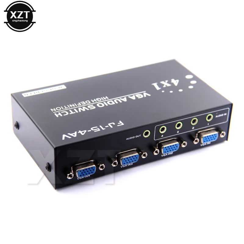 KVM Switches 4 портовый аудио коммутатор VGA широкий экран нажмите переключатель для HDTV