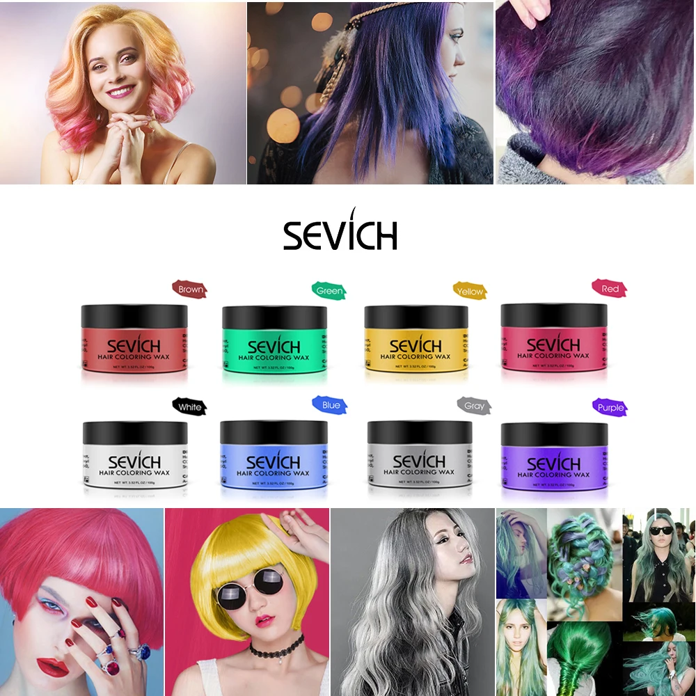 

SEVICH Hair Color Wax NEW Temporary Hair Color Molding Paste 8 Colors Hair Styling Hair Coloring Products Silver Gray Cosplay