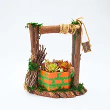 Caioffer Greative Small Ceramic Wooden Flower Pots Stand Nursery Pot Garden Balcony Succulents Bonsai Flowerpots CJ017