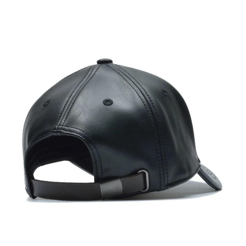Мужская однотонная кожаная Бейсболка [NORTHWOOD] брендовая теплая Черная кепка Snapback
