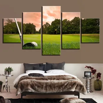 

HD 5 Panel Modern Canvas Art Golf Sports Printed Oil Painting Frames Picture For Wall Home Living Room Fashion Decoratives