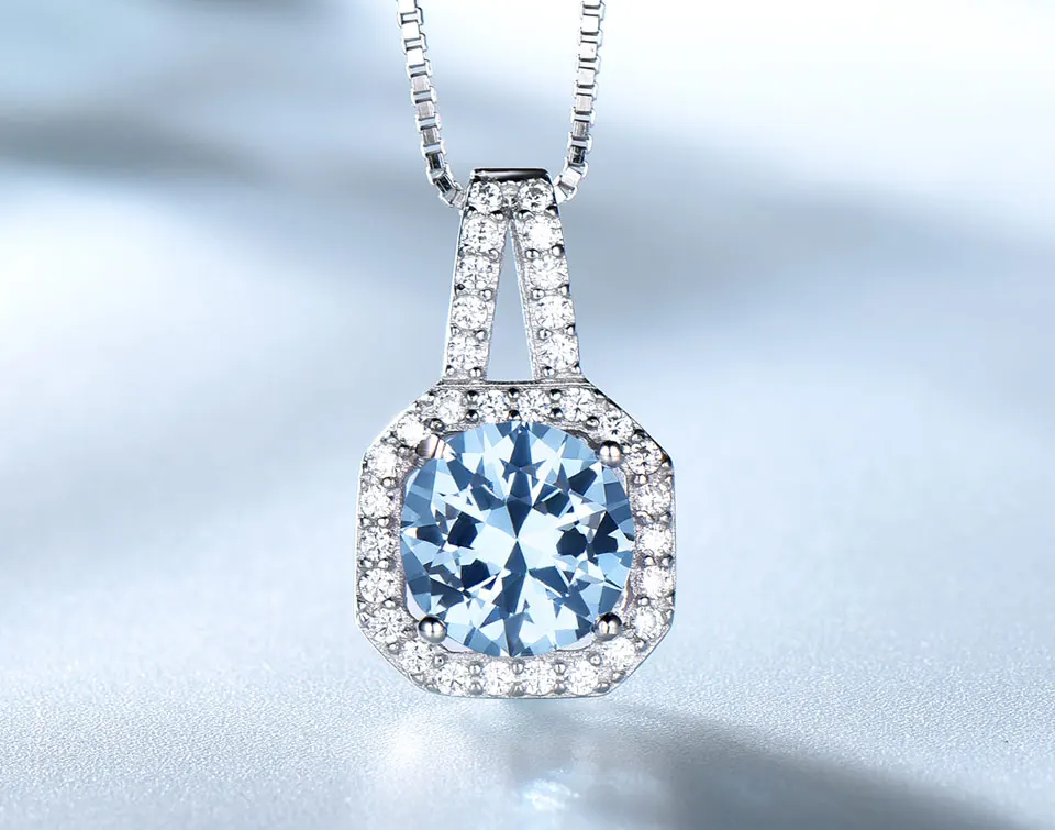 UMCHO ожерелья из драгоценных камней& Подвески 925 стерлингового серебра ювелирные изделия небо Ожерелье из голубого топаза для женщин подарок с цепочкой