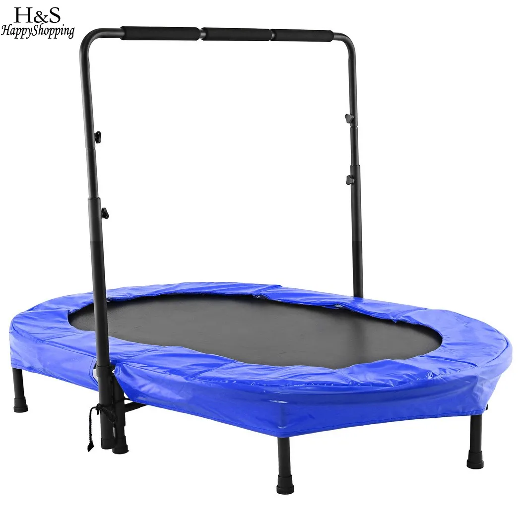 

new Twin Trampoline Adjustable Handlebar Parent-Child Trampoline Twin Trampoline with Safety Pad Weight limits 220lbs