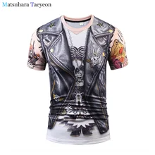

2018 tshirt summer mens Crew Neck Short Sleeve t fashion Two new creative digital fake t - shirt 3D printed Tide brand