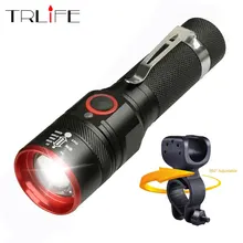 Bike Light Ultra-Bright 8000 Lumens Zoom T6 Bicycle Front LED Flashlight Lamp USB Rechargeable Cycling Light By 18650 Battery