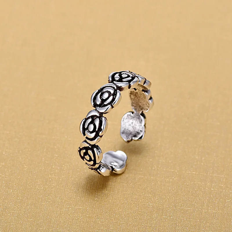 Retro-Arrival-925-Sterling-Silver-Flower-Pattern-Rings-for-Women-Jewelry-Fashion-Open-Adjustable-Finger-Ring