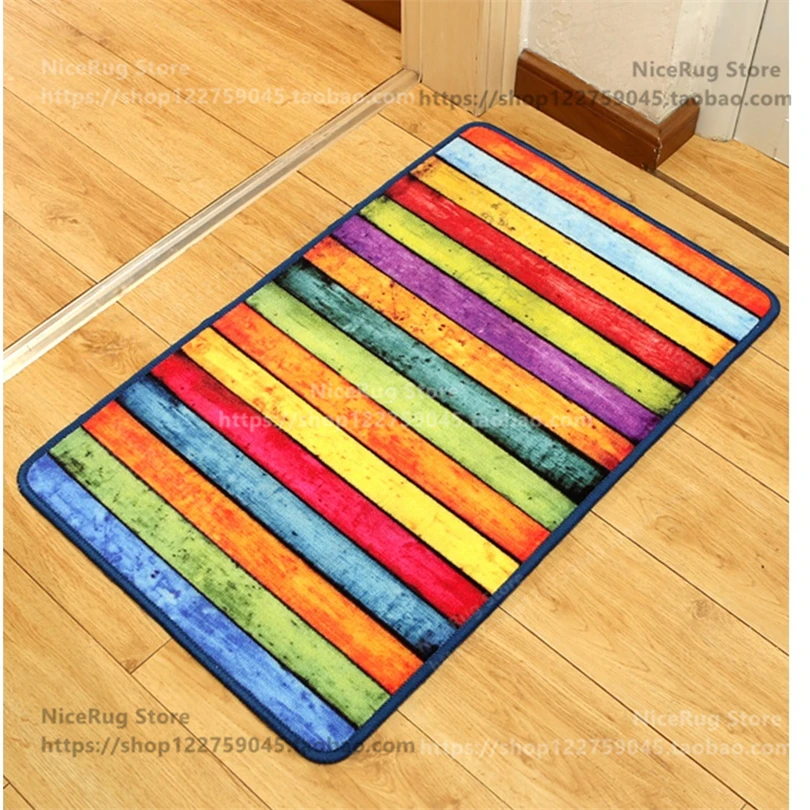 

Retro Rainbow Striped carpet colorful rugs Anti-slip door mat beautiful blanket can be customized for home decoration dropship