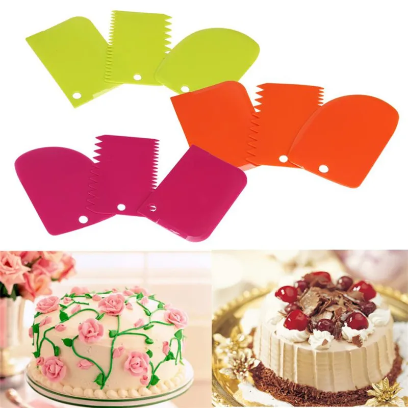

Useful Dough Scraper Cake Decorating Baking Tools Smooth Jagged Edge Spatulas Plastic Dessert Baking Pastry Knife Drop Ship #YL