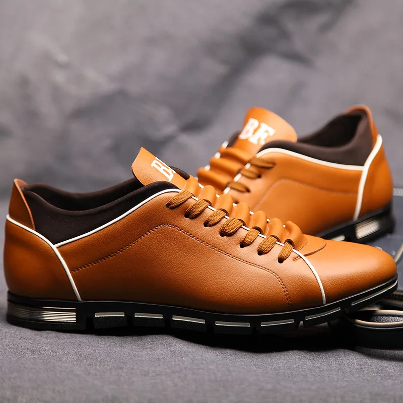 LAKESHI Big Size 38-48 Men Casual Shoes Fashion Leather Shoes for Men Summer Men's Flat Shoes Dropshipping