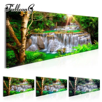 

FULLCANG full square diamond embroidery "forest,natural scenery, waterfall" painting diy 5d mosaic picture hobby big size G925