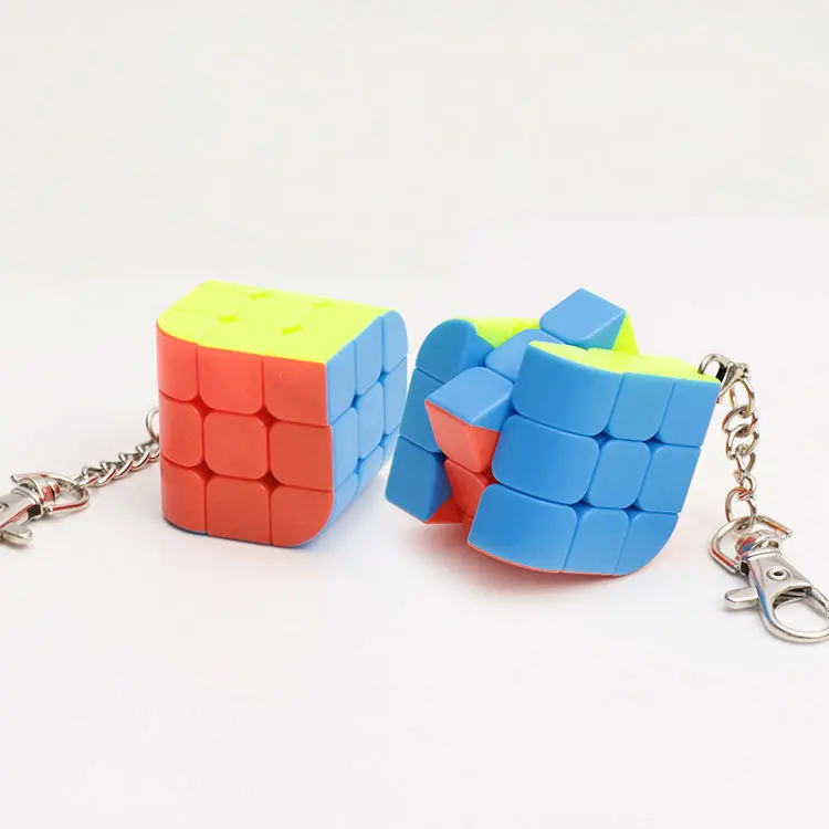 Mini Keychain Magic Cube Puzzle Toy 2x2x2 3x3x3 Trihedral Cylinder Pyramid Cubo Magico Educational For Children Gift 12