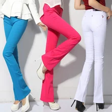 Загрузки вырезать женские эластичные тонкие свободные штаны ярких цветов Женские Трусы средней посадки на каждый день брюки, облегающие джинсы TA318