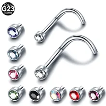 Piercing de Nez en titane G23, 1 pièce, vis de Nez en cristal plat, anneau de Nez, clous de Nez, Piercings, anneaux Nariz, bijoux pour le corps