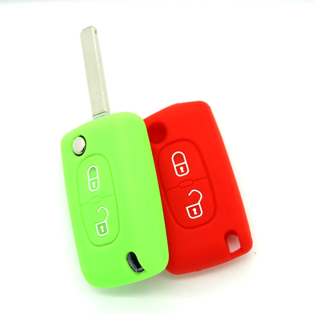 

2 buttons Car Silicone Remote Key Fob Cover Case Shell Wallet For Peugeot 107 207 307 407 308 607 3 Button Car Styling With Logo