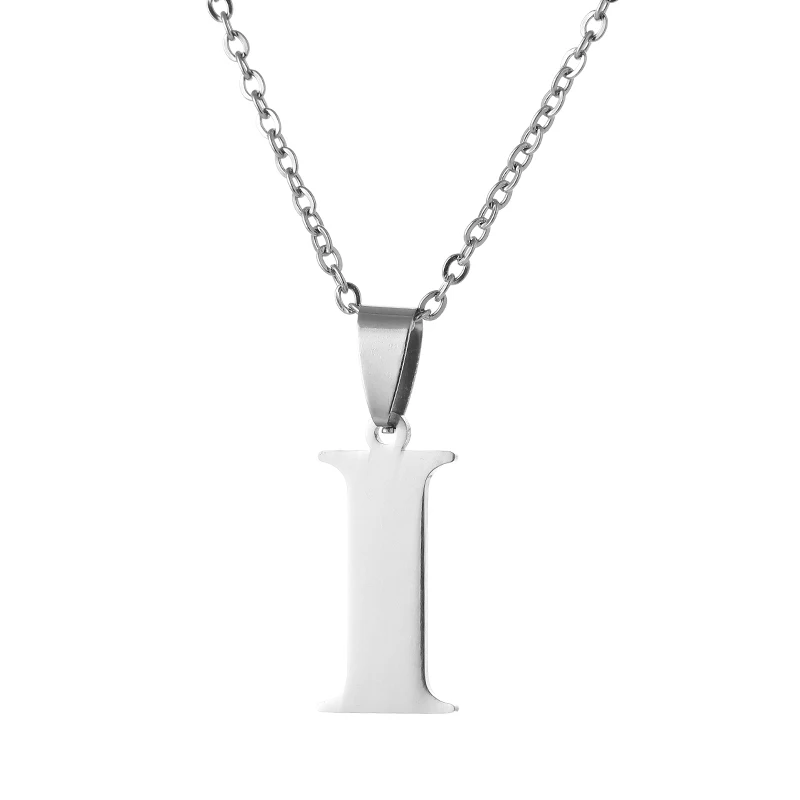Трендовое A-Z маленькое ожерелье с буквами для женщин/девушек, нержавеющая сталь, начальная подвеска, тонкая цепочка, английские буквы, ювелирное изделие, подарок - Окраска металла: Letter I