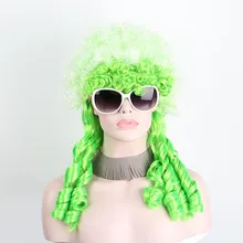 Синтетические волосы на Хэллоуин костюмы немецкая пивная девушка баварский Октоберфест парик День Святого Патрика Зеленый Косплей парики для черных женщин