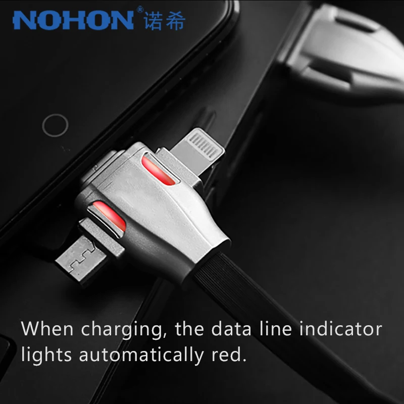 NOHON 3 в 1 USB кабель 8 Pin Micro usb type C кабель для iPhone 8 7 Plus X XS MAX XR Быстрая зарядка для samsung Android телефонный шнур