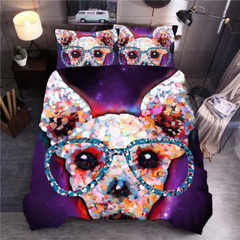

3D Printing Dog Bedding Set, 3-pieces Duvet Cover and Pillowcases ,Bed Linen For Children ,Girls' gift.