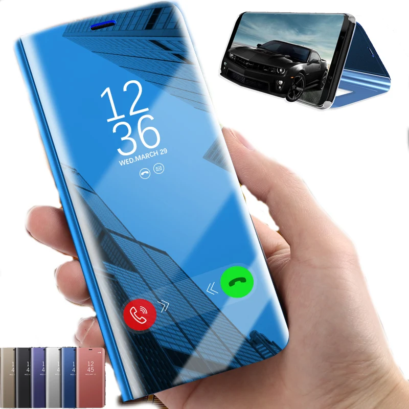 

Filp Mirror Phone Case For Xiaomi Redmi Note 3 4A 4X Smart Leather Stand Cover Case For Xiaomi 8 SE A2 5X 6X 6 Back Cover