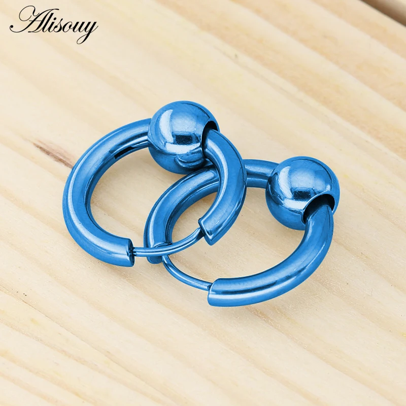 Серьги-кольца Alisouy из нержавеющей стали в стиле панк, мужские серьги, круглые серьги-кольца, серьги для пирсинга, рождественский подарок