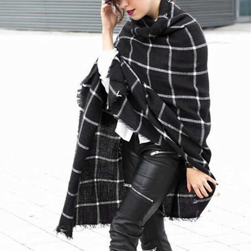 Winter 2016 Vintage Plaid Scarf Fashion Women Oversize Blanket Scarf Blended Cashmere font b Tartan b