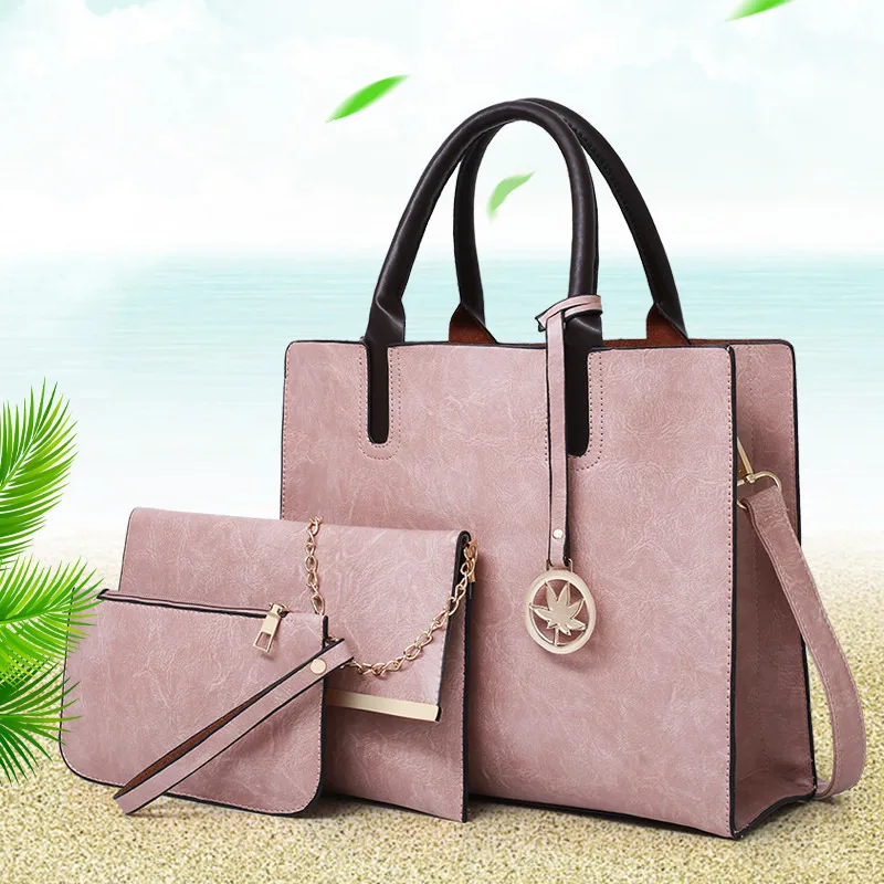 Billige 2018 frauen Messenger Taschen Für Damen Handtasche Mode Schulter Taschen PU Leder Casual Weibliche Wristlets Sac ein Haupt Set 3 pcs