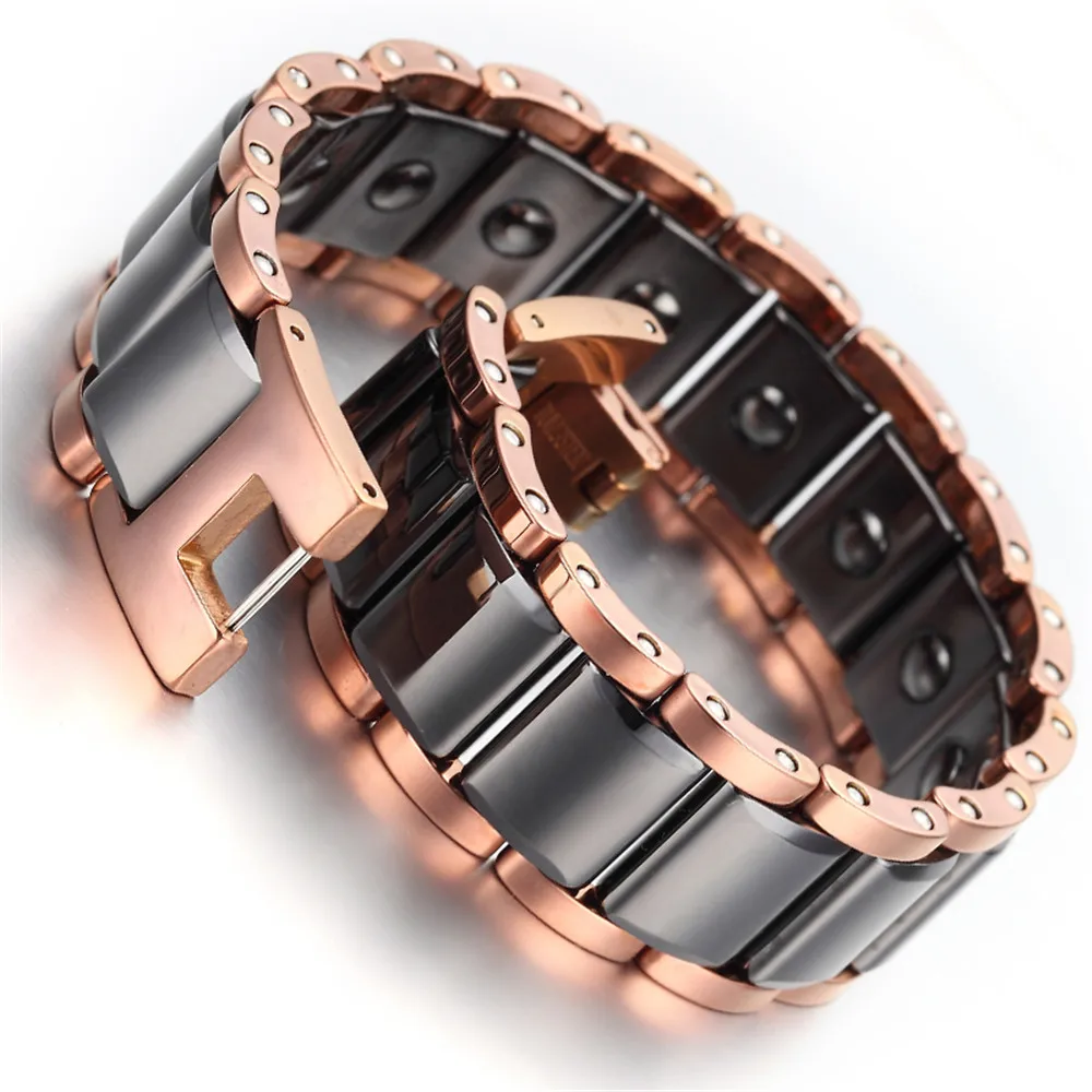 Mens Tungsten Bracelet Black Rose Gold 7 87 Kb2198 