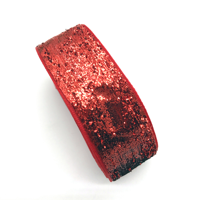 1Inch 25mm Glitter Velvet Ribbon Headband Clips Bow Wedding Christmas Decoration Pick Colors
